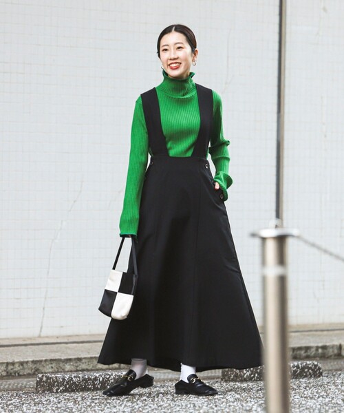 coen（コーエン）の「裏起毛サロペットスカート（ジャンパースカート・レディース・ライトグレー/ブラック・M/L）」の7枚目の写真