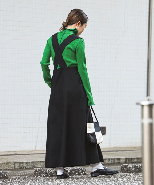 coen（コーエン）の「裏起毛サロペットスカート（ジャンパースカート・レディース・ライトグレー/ブラック・M/L）」の11枚目の写真