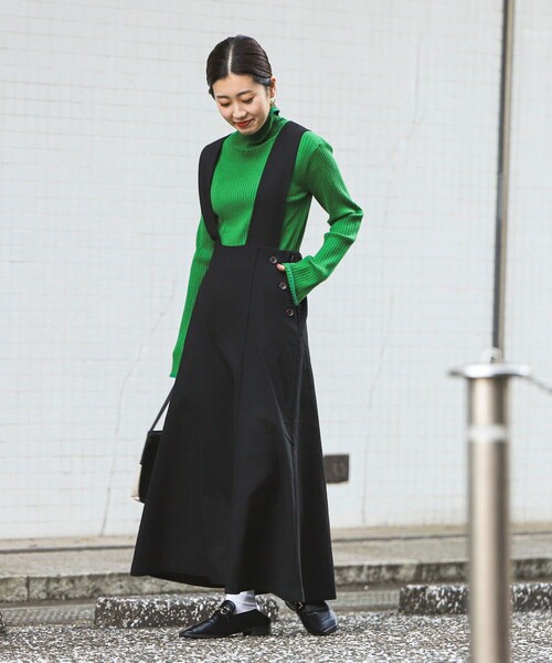 coen（コーエン）の「裏起毛サロペットスカート（ジャンパースカート・レディース・ライトグレー/ブラック・M/L）」の12枚目の写真