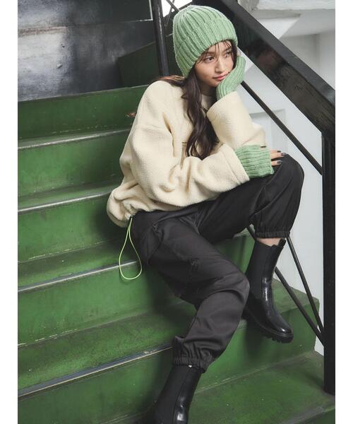 Green Parks(グリーンパークス)の「・リブアミニットワッチ*(ニットキャップ/ビーニー・レディース・ブラック/グレイッシュベージュ/グリーン/アイボリー・FREE)」の5枚目の写真