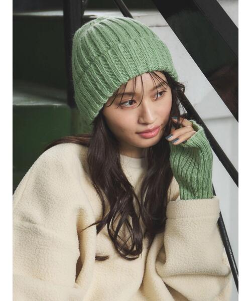 Green Parks(グリーンパークス)の「・リブアミニットワッチ*(ニットキャップ/ビーニー・レディース・ブラック/グレイッシュベージュ/グリーン/アイボリー・FREE)」の8枚目の写真