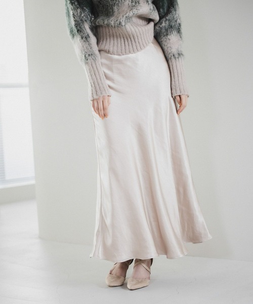 Andemiu（アンデミュウ）の「サテンナロースカート181127（スカート・レディース・ピンク/アイボリー/モカ・SMALL/MEDIUM）」の2枚目の写真