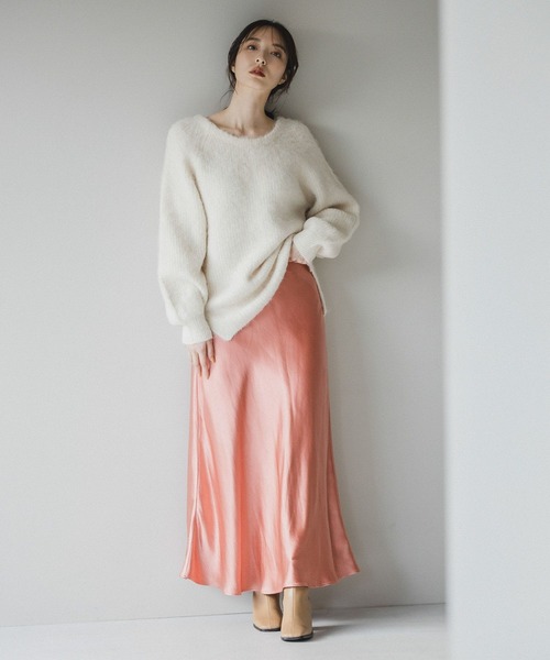 Andemiu（アンデミュウ）の「サテンナロースカート181127（スカート・レディース・ピンク/アイボリー/モカ・SMALL/MEDIUM）」の4枚目の写真