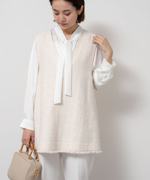 NOLLEY’S（ノーリーズ）の「ツイードVネックベスト（ベスト・レディース・ネイビー/キナリ・38）」の10枚目の写真