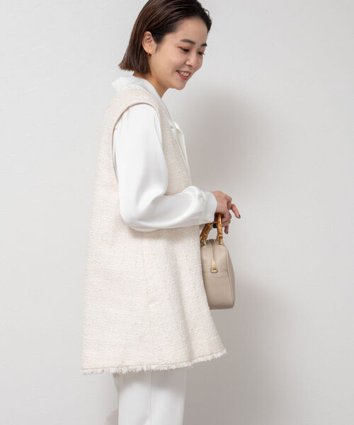 NOLLEY’S（ノーリーズ）の「ツイードVネックベスト（ベスト・レディース・ネイビー/キナリ・38）」の13枚目の写真