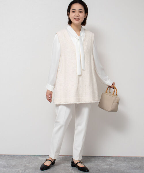 NOLLEY’S（ノーリーズ）の「ツイードVネックベスト（ベスト・レディース・ネイビー/キナリ・38）」の14枚目の写真