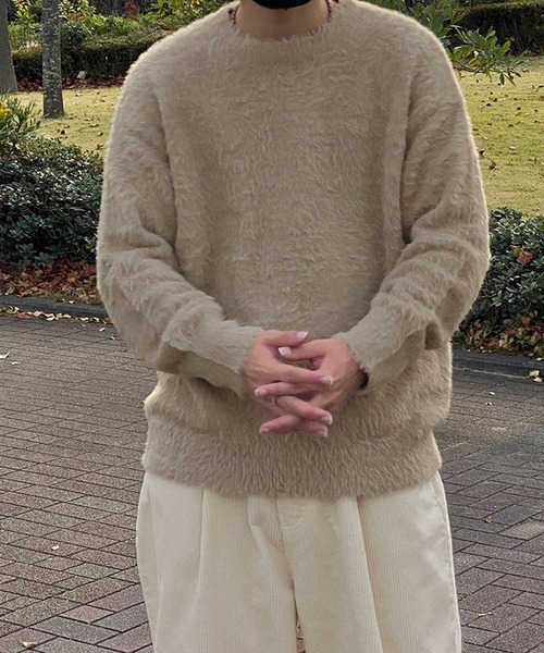 kutir（クティール）の「シャギーニットプルオーバー（ニット/セーター・メンズ・チャコールグレー/ブルー/ベージュ・MEDIUM/LARGE）」の21枚目の写真