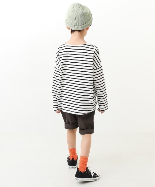 devirock（デビロック）の「ゆるっとボーダー 長袖Tシャツ（Tシャツ/カットソー・キッズ・ブルー/ブラック/チャコール/ネイビー/ラベンダー/グリーン系その他/その他7/その他8・100cm/150cm/160cm/130cm/140cm/120cm/110cm）」の9枚目の写真