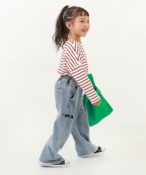 devirock（デビロック）の「ゆるっとボーダー 長袖Tシャツ（Tシャツ/カットソー・キッズ・ブルー/ブラック/チャコール/ネイビー/ラベンダー/グリーン系その他/その他7/その他8・100cm/150cm/160cm/130cm/140cm/120cm/110cm）」の21枚目の写真