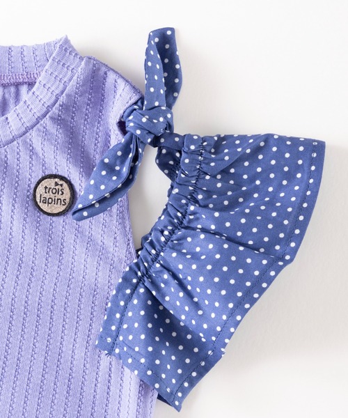 trois lapins kp(トロワラパンケーピー)の「肩開きデザイントップス(110~160cm)(Tシャツ/カットソー・キッズ・パープル/クリーム・110cm/120cm/130cm/140cm/150cm/160cm)」の4枚目の写真
