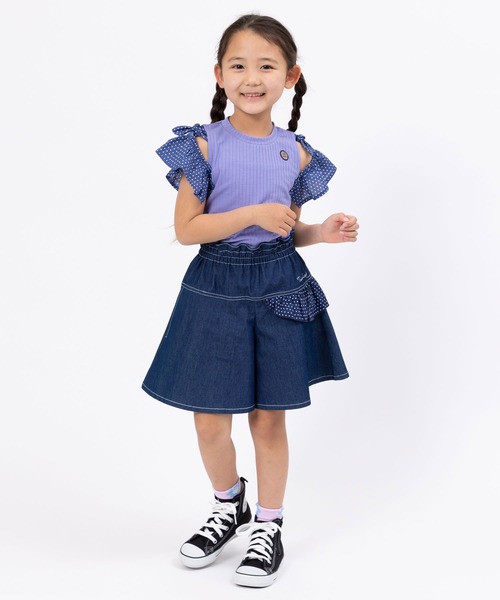 trois lapins kp(トロワラパンケーピー)の「肩開きデザイントップス(110~160cm)(Tシャツ/カットソー・キッズ・パープル/クリーム・110cm/120cm/130cm/140cm/150cm/160cm)」の10枚目の写真