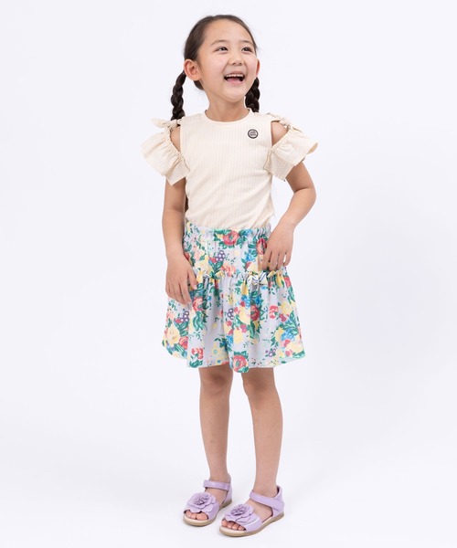 trois lapins kp(トロワラパンケーピー)の「肩開きデザイントップス(110~160cm)(Tシャツ/カットソー・キッズ・パープル/クリーム・110cm/120cm/130cm/140cm/150cm/160cm)」の13枚目の写真