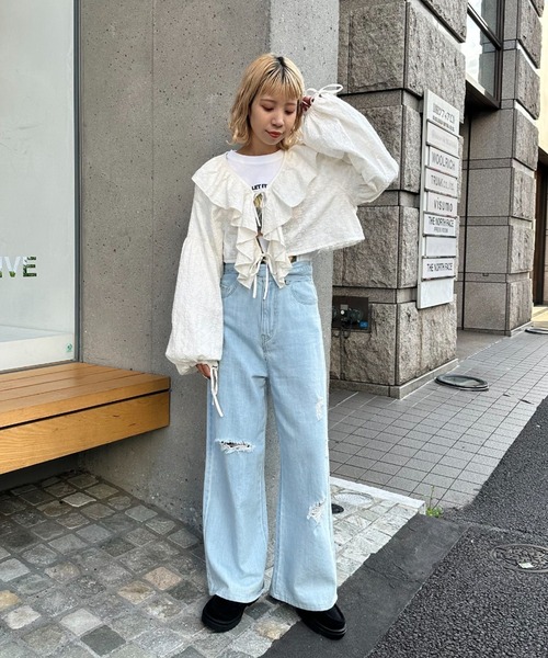 チャオパニック ハイウエストワイドストレートデニムパンツ CIAOPANIC（チャオパニック）の「美脚ハイウエストストレート