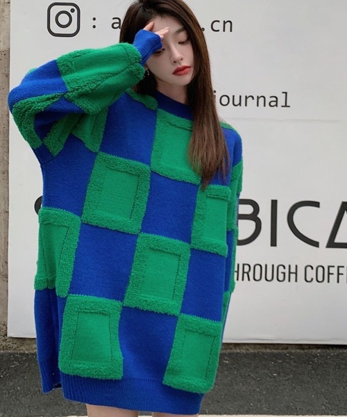 AsRiRe（アスリレイ）の「【AsRiRe】ブロックチェックニットプル