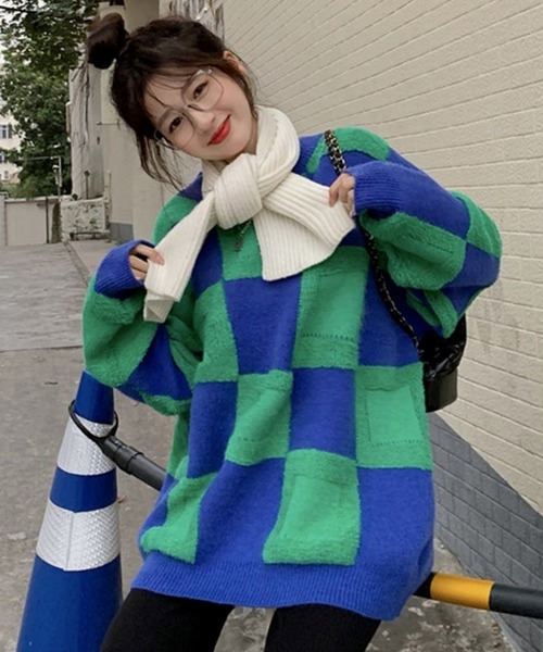 AsRiRe（アスリレイ）の「【AsRiRe】ブロックチェックニットプル