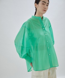 SALON adam et rope' | 【サステナブル】シアーバンドカラーボリュームスリーブシャツ(シャツ/ブラウス)