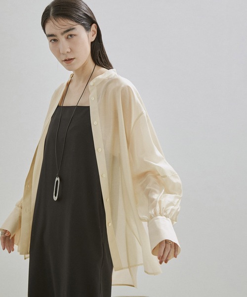 サロンアダムエロペ　シアーバンドカラーボリュームスリーブシャツ SALON adam et rope'（サロン アダム エ ロペ）の