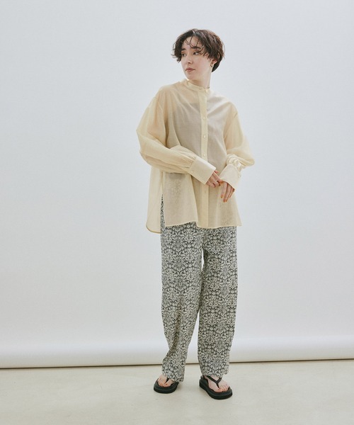 サロンアダムエロペ　シアーバンドカラーボリュームスリーブシャツ SALON adam et rope'（サロン アダム エ ロペ）の