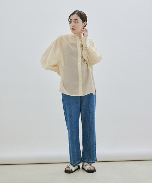 サロンアダムエロペ　シアーバンドカラーボリュームスリーブシャツ SALON adam et rope'（サロン アダム エ ロペ）の