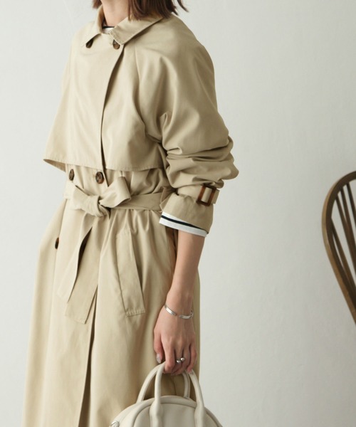 Chillfar（チルファー）の「キャンディスリーブ前後ヨーク切替トレンチコート（トレンチコート・レディース・グレイッシュベージュ/カーキ/グレー/サンドベージュ/ベージュ/マスタード・MEDIUM/LARGE）」の16枚目の写真
