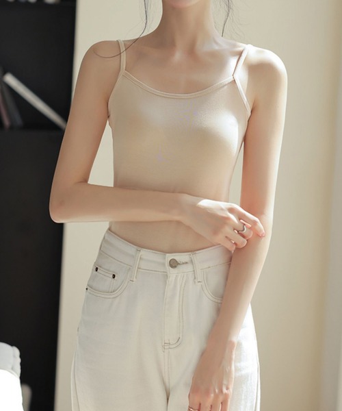 SAISON DE PAPILLON（セゾンドパピヨン）の「カップ付きカットソーキャミソール（その他アンダーウェア/インナー・レディース・ブラック/グレー/ベージュ/ブラウン/ホワイト/グリーン・M/L）」の10枚目の写真