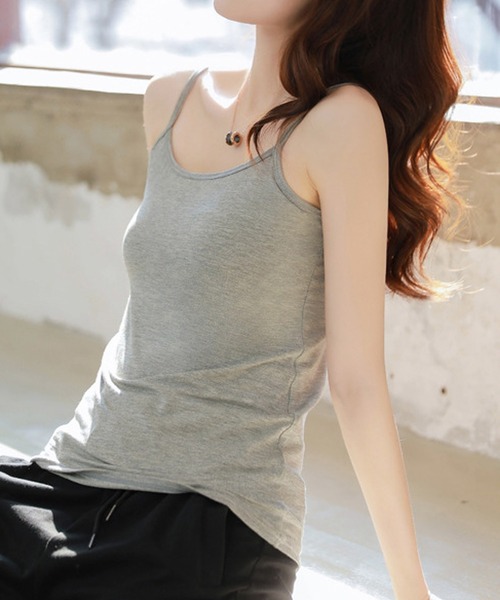 SAISON DE PAPILLON（セゾンドパピヨン）の「カップ付きカットソーキャミソール（その他アンダーウェア/インナー・レディース・ブラック/グレー/ベージュ/ブラウン/ホワイト/グリーン・M/L）」の9枚目の写真