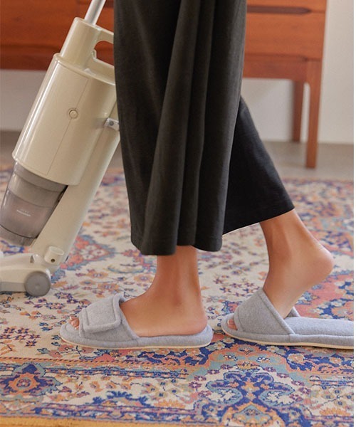 Priv. Spoons Club(プライベートスプーンズクラブ)の「オープンアッパースリッパ(レディース)(ルームシューズ/スリッパ・レディース・クリーム/グレー/サックスブルー/ピンク・FREE)」の2枚目の写真