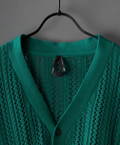SITRY(シトリー)の「Openwork knitting cardigan/透かし編み ニット カーディガン(カーディガン/ボレロ・メンズ・ブラック/ベージュ/グリーン・M/L/XL)」の8枚目の写真