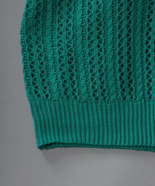 SITRY(シトリー)の「Openwork knitting cardigan/透かし編み ニット カーディガン(カーディガン/ボレロ・メンズ・ブラック/ベージュ/グリーン・M/L/XL)」の6枚目の写真