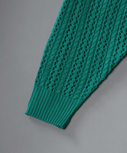SITRY(シトリー)の「Openwork knitting cardigan/透かし編み ニット カーディガン(カーディガン/ボレロ・メンズ・ブラック/ベージュ/グリーン・M/L/XL)」の5枚目の写真