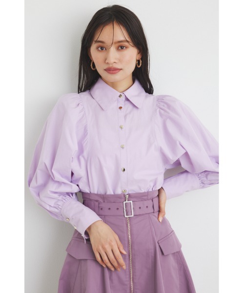 rienda（リエンダ）の「キャンディースリーブシャツトップス 春服（シャツ/ブラウス・レディース・ライトブルー/グレー/ホワイト/ライトパープル・FREE）」の4枚目の写真