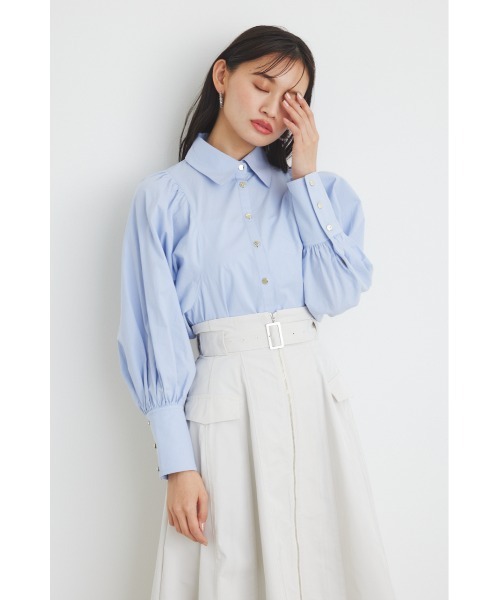 rienda（リエンダ）の「キャンディースリーブシャツトップス 春服（シャツ/ブラウス・レディース・ライトブルー/グレー/ホワイト/ライトパープル・FREE）」の3枚目の写真