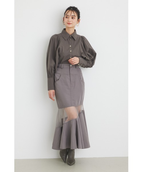 rienda（リエンダ）の「キャンディースリーブシャツトップス 春服（シャツ/ブラウス・レディース・ライトブルー/グレー/ホワイト/ライトパープル・FREE）」の11枚目の写真