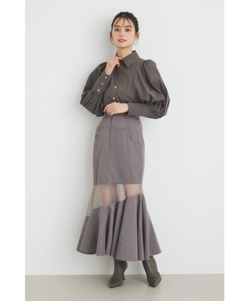 rienda（リエンダ）の「キャンディースリーブシャツトップス 春服（シャツ/ブラウス・レディース・ライトブルー/グレー/ホワイト/ライトパープル・FREE）」の12枚目の写真