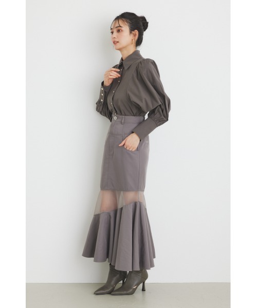 rienda（リエンダ）の「キャンディースリーブシャツトップス 春服（シャツ/ブラウス・レディース・ライトブルー/グレー/ホワイト/ライトパープル・FREE）」の13枚目の写真