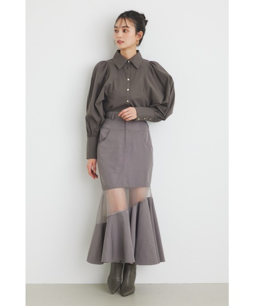 rienda（リエンダ）の「キャンディースリーブシャツトップス 春服（シャツ/ブラウス・レディース・ライトブルー/グレー/ホワイト/ライトパープル・FREE）」の14枚目の写真