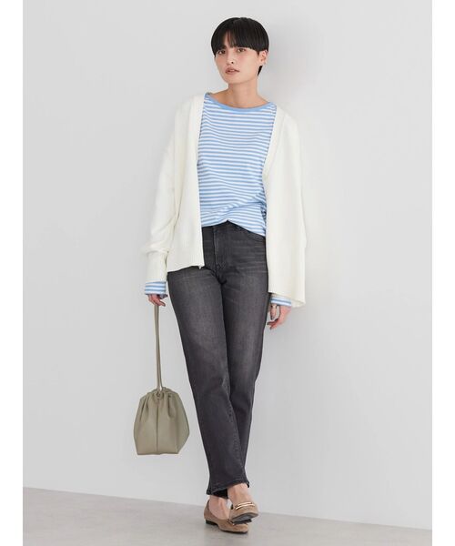 AMERICAN HOLIC（アメリカンホリック）の「ボーダーカットプルオーバー1（Tシャツ/カットソー・レディース・イエロー/ネイビー/グリーン/ブルー/ブラック/サックスブルー・M/L）」の14枚目の写真