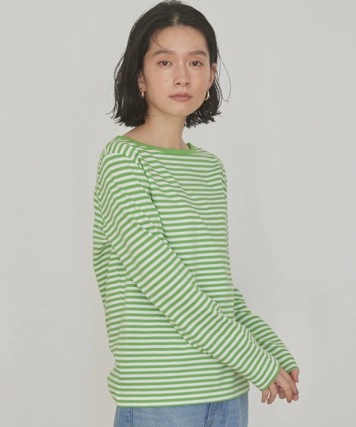 AMERICAN HOLIC（アメリカンホリック）の「ボーダーカットプルオーバー1（Tシャツ/カットソー・レディース・イエロー/ネイビー/グリーン/ブルー/ブラック/サックスブルー・M/L）」の8枚目の写真