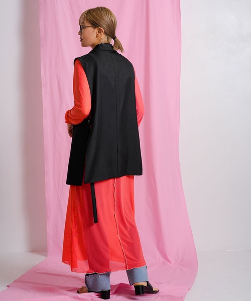 bohmal（ボマール）の「配色メローシアーロングワンピース（ワンピース・レディース・ライム/ピンク/アイボリー/ブラック/ブルー/パープル・FREE）」の10枚目の写真