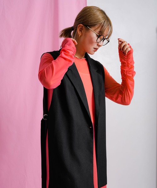 bohmal（ボマール）の「配色メローシアーロングワンピース（ワンピース・レディース・ライム/ピンク/アイボリー/ブラック/ブルー/パープル・FREE）」の12枚目の写真