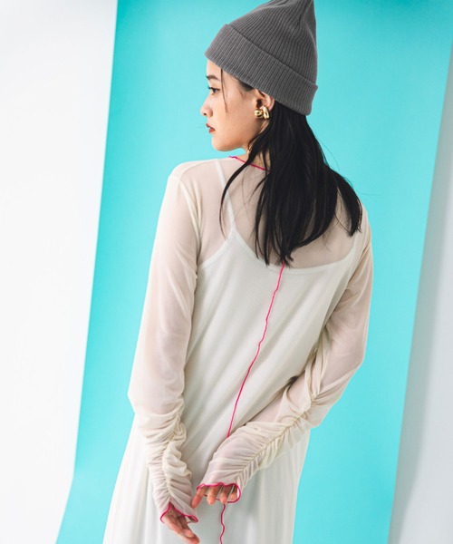 bohmal（ボマール）の「配色メローシアーロングワンピース（ワンピース・レディース・ライム/ピンク/アイボリー/ブラック/ブルー/パープル・FREE）」の17枚目の写真