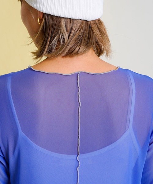 bohmal（ボマール）の「配色メローシアーロングワンピース（ワンピース・レディース・ライム/ピンク/アイボリー/ブラック/ブルー/パープル・FREE）」の7枚目の写真