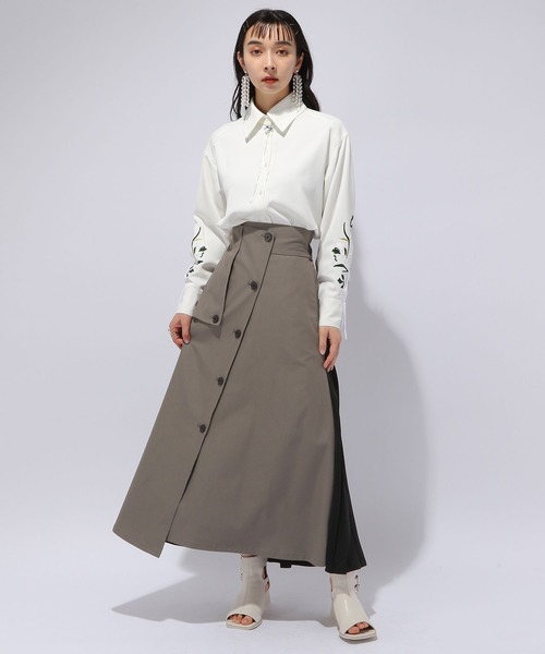 HARE（ハレ）の「COTATTO/トレンチデザインスカート(HARE)（スカート・レディース・ブラック/ベージュ・FREE）」の7枚目の写真