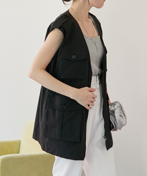 COLLAGE GALLARDAGALANTE（コラージュガリャルダガランテ）の「フィッシャーマンベスト（ベスト・レディース・ホワイト/ブラック・FREE）」の9枚目の写真