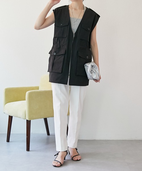 COLLAGE GALLARDAGALANTE（コラージュガリャルダガランテ）の「フィッシャーマンベスト（ベスト・レディース・ホワイト/ブラック・FREE）」の4枚目の写真