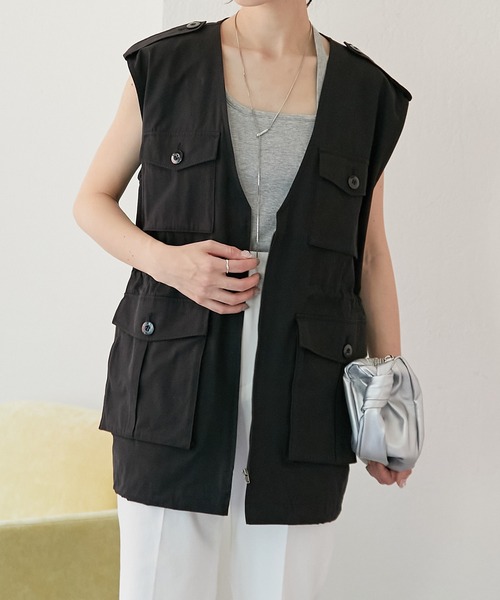 COLLAGE GALLARDAGALANTE（コラージュガリャルダガランテ）の「フィッシャーマンベスト（ベスト・レディース・ホワイト/ブラック・FREE）」の3枚目の写真