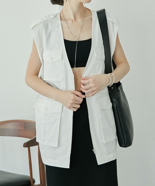 COLLAGE GALLARDAGALANTE（コラージュガリャルダガランテ）の「フィッシャーマンベスト（ベスト・レディース・ホワイト/ブラック・FREE）」の12枚目の写真