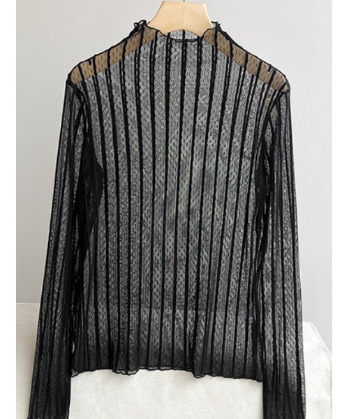 Sakka(サッカ)の「レースハイネックトップス(Tシャツ/カットソー・レディース・ブラック/グリーン/アイボリー/ピンク/ホワイト・FREE)」の1枚目の写真