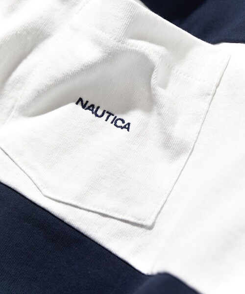 NAUTICA（ノーティカ）の「NAUTICA/ノーティカ Panel Border S/S Pocket Tee/パネルボーダー ショートスリーブTシャツ（Tシャツ/カットソー・メンズ・グリーン/ネイビー/ホワイト/ライトグレー/ブラック・LARGE/SMALL/X-LARGE/MEDIUM）」の6枚目の写真