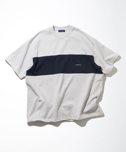 NAUTICA（ノーティカ）の「NAUTICA/ノーティカ Panel Border S/S Pocket Tee/パネルボーダー ショートスリーブTシャツ（Tシャツ/カットソー・メンズ・グリーン/ネイビー/ホワイト/ライトグレー/ブラック・LARGE/SMALL/X-LARGE/MEDIUM）」の16枚目の写真